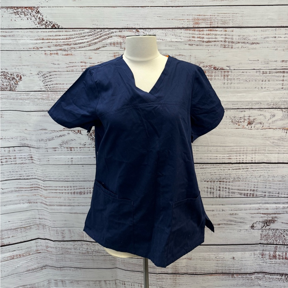 ScrubStar Size S Indigo Blue V Neck Top - Brand New With Tags
